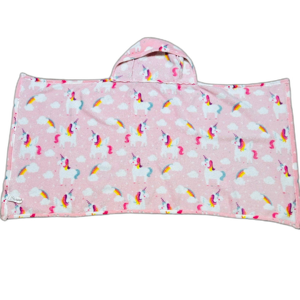 Unicorn Pink Hooded Fleece Blanket - Picture 3 of 7